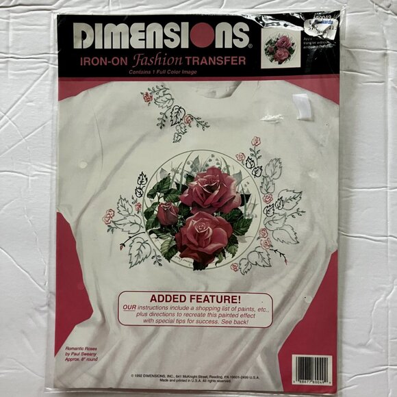 NEW 2 VTG Dimensions Iron-On Fashion Transfer 90s Roses Flowers Kawaii Pink - Picture 2 of 8